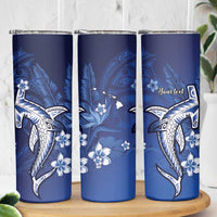 Personalized Hawaiian Maori Hammerhead Shark Skinny Tumbler Polu Plumeria LT9 - Polynesian Pride