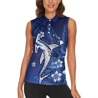 Personalized Hawaiian Maori Hammerhead Shark Women Sleeveless Polo Shirt Polu Plumeria LT9 - Polynesian Pride