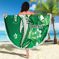 Personalized Hawaiian Maori Hammerhead Shark Beach Blanket Omaomao Plumeria - Polynesian Pride