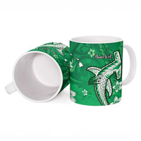 Personalized Hawaiian Maori Hammerhead Shark Ceramic Mug Omaomao Plumeria - Polynesian Pride