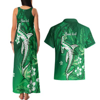 Personalized Hawaiian Maori Hammerhead Shark Couples Matching Tank Maxi Dress and Hawaiian Shirt Omaomao Plumeria LT9 - Polynesian Pride