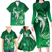 Personalized Hawaiian Maori Hammerhead Shark Family Matching Long Sleeve Bodycon Dress and Hawaiian Shirt Omaomao Plumeria LT9 - Polynesian Pride