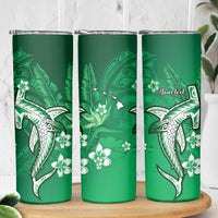 Personalized Hawaiian Maori Hammerhead Shark Skinny Tumbler Omaomao Plumeria LT9 - Polynesian Pride