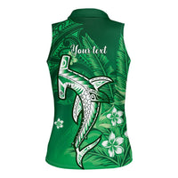 Personalized Hawaiian Maori Hammerhead Shark Women Sleeveless Polo Shirt Omaomao Plumeria LT9 - Polynesian Pride