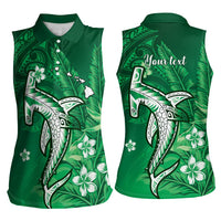 Personalized Hawaiian Maori Hammerhead Shark Women Sleeveless Polo Shirt Omaomao Plumeria LT9 - Polynesian Pride