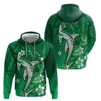 Personalized Hawaiian Maori Hammerhead Shark Zip Hoodie Omaomao Plumeria - Polynesian Pride