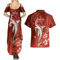 Personalized Hawaiian Maori Hammerhead Shark Couples Matching Summer Maxi Dress and Hawaiian Shirt Ulaula Plumeria LT9 - Polynesian Pride