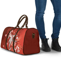 Personalized Hawaiian Maori Hammerhead Shark Travel Bag Ulaula Plumeria - Polynesian Pride