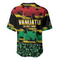 Vanuatu 46th Year Anniversary Baseball Jersey 30 July 1980 Hibiscus Seamless Pattern LT9 - Polynesian Pride
