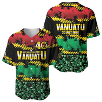 Vanuatu 46th Year Anniversary Baseball Jersey 30 July 1980 Hibiscus Seamless Pattern LT9 - Polynesian Pride