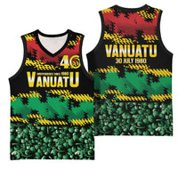 Vanuatu 46th Year Anniversary Basketball Jersey 30 July 1980 Hibiscus Seamless Pattern