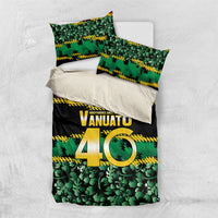 Vanuatu 46th Year Anniversary Bedding Set 30 July 1980 Hibiscus Seamless Pattern