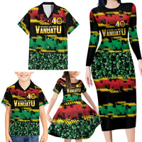 Vanuatu 46th Year Anniversary Family Matching Long Sleeve Bodycon Dress and Hawaiian Shirt 30 July 1980 Hibiscus Seamless Pattern LT9 - Polynesian Pride