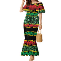 Vanuatu 46th Year Anniversary Family Matching Mermaid Dress and Hawaiian Shirt 30 July 1980 Hibiscus Seamless Pattern LT9 Mom's Dress Black - Polynesian Pride