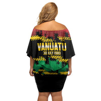 Vanuatu 46th Year Anniversary Family Matching Off Shoulder Short Dress and Hawaiian Shirt 30 July 1980 Hibiscus Seamless Pattern LT9 - Polynesian Pride