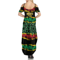 Vanuatu 46th Year Anniversary Family Matching Summer Maxi Dress and Hawaiian Shirt 30 July 1980 Hibiscus Seamless Pattern LT9 - Polynesian Pride