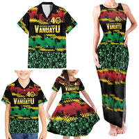 Vanuatu 46th Year Anniversary Family Matching Tank Maxi Dress and Hawaiian Shirt 30 July 1980 Hibiscus Seamless Pattern LT9 - Polynesian Pride