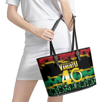 Vanuatu 46th Year Anniversary Leather Tote Bag 30 July 1980 Hibiscus Seamless Pattern