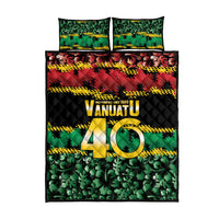 Vanuatu 46th Year Anniversary Quilt Bed Set 30 July 1980 Hibiscus Seamless Pattern