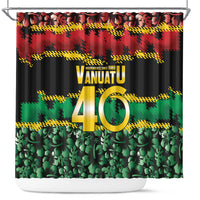 Vanuatu 46th Year Anniversary Shower Curtain 30 July 1980 Hibiscus Seamless Pattern