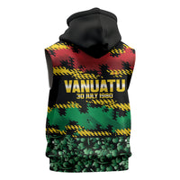 Vanuatu 46th Year Anniversary Sleeveless Zip Hoodie 30 July 1980 Hibiscus Seamless Pattern