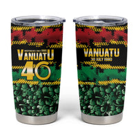 Vanuatu 46th Year Anniversary Tumbler Cup 30 July 1980 Hibiscus Seamless Pattern