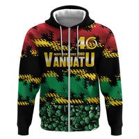 Vanuatu 46th Year Anniversary Zip Hoodie 30 July 1980 Hibiscus Seamless Pattern