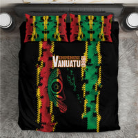Vanuatu 46th Year Anniversary Bedding Set Tamtam Slit Drums Long God Yumi Stanap LT9 Black - Polynesian Pride