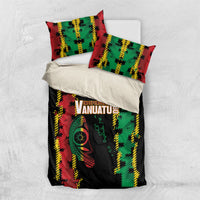 Vanuatu 46th Year Anniversary Bedding Set Tamtam Slit Drums Long God Yumi Stanap LT9 US Twin 172cm x 218cm Black - Polynesian Pride