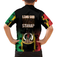 Vanuatu 46th Year Anniversary Family Matching Long Sleeve Bodycon Dress and Hawaiian Shirt Tamtam Slit Drums Long God Yumi Stanap LT9 - Polynesian Pride