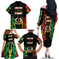 Vanuatu 46th Year Anniversary Family Matching Off The Shoulder Long Sleeve Dress and Hawaiian Shirt Tamtam Slit Drums Long God Yumi Stanap LT9 - Polynesian Pride