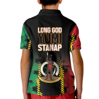 Vanuatu 46th Year Anniversary Kid Polo Shirt Tamtam Slit Drums Long God Yumi Stanap
