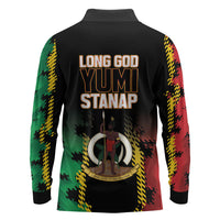Vanuatu 46th Year Anniversary Long Sleeve Polo Shirt Tamtam Slit Drums Long God Yumi Stanap LT9 - Polynesian Pride