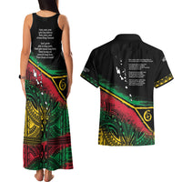 Vanuatu 46th Year Anniversary Couples Matching Tank Maxi Dress and Hawaiian Shirt Vintage Grunge Vanuatu Flag Heritage LT9 - Polynesian Pride