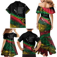 Vanuatu 46th Year Anniversary Family Matching Mermaid Dress and Hawaiian Shirt Vintage Grunge Vanuatu Flag Heritage LT9 - Polynesian Pride