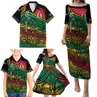 Vanuatu 46th Year Anniversary Family Matching Puletasi and Hawaiian Shirt Vintage Grunge Vanuatu Flag Heritage LT9 - Polynesian Pride