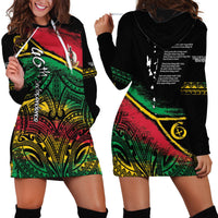 Vanuatu 46th Year Anniversary Hoodie Dress Vintage Grunge Vanuatu Flag Heritage LT9 - Polynesian Pride
