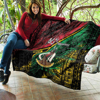 Vanuatu 46th Year Anniversary Quilt Vintage Grunge Vanuatu Flag Heritage