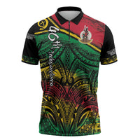 Vanuatu 46th Year Anniversary Zipper Polo Shirt Vintage Grunge Vanuatu Flag Heritage