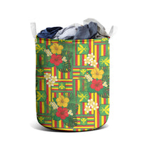 Hawaii Kanaka Maoli Hibiscus Laundry Basket Hawaiian Flag Motif
