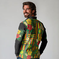 Hawaii Kanaka Maoli Hibiscus Long Sleeve Polo Shirt Hawaiian Flag Motif LT9 - Polynesian Pride