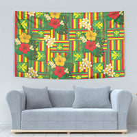 Hawaii Kanaka Maoli Hibiscus Tapestry Hawaiian Flag Motif