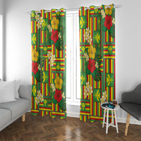 Hawaii Kanaka Maoli Hibiscus Window Curtain Hawaiian Flag Motif