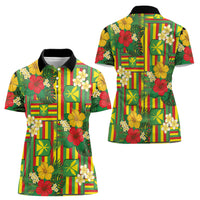 Hawaii Kanaka Maoli Hibiscus Women Polo Shirt Hawaiian Flag Motif LT9 - Polynesian Pride
