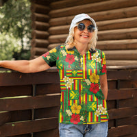 Hawaii Kanaka Maoli Hibiscus Women Polo Shirt Hawaiian Flag Motif LT9 - Polynesian Pride