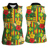 Hawaii Kanaka Maoli Hibiscus Women Sleeveless Polo Shirt Hawaiian Flag Motif LT9 - Polynesian Pride