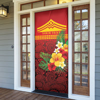 Hawaii Ku Kia'i Mauna Personalized Door Cover Hibiscus Kakau Pattern