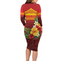 Hawaii Ku Kia'i Mauna Personalized Family Matching Long Sleeve Bodycon Dress and Hawaiian Shirt Hibiscus Kakau Pattern LT9 - Polynesian Pride