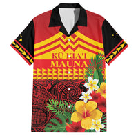 Hawaii Ku Kia'i Mauna Personalized Family Matching Off The Shoulder Long Sleeve Dress and Hawaiian Shirt Hibiscus Kakau Pattern LT9 Dad's Shirt - Short Sleeve Red - Polynesian Pride