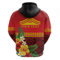 Hawaii Ku Kia'i Mauna Personalized Zip Hoodie Hibiscus Kakau Pattern